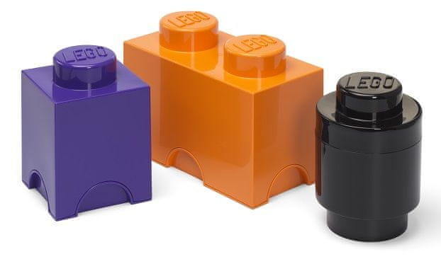 LEGO Úložné boxy Multi-Pack 3 ks - fialová, čierna, oranžová